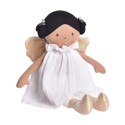 Látková panenka Fairy - Aurora (bílé šaty a zlatá křídla)